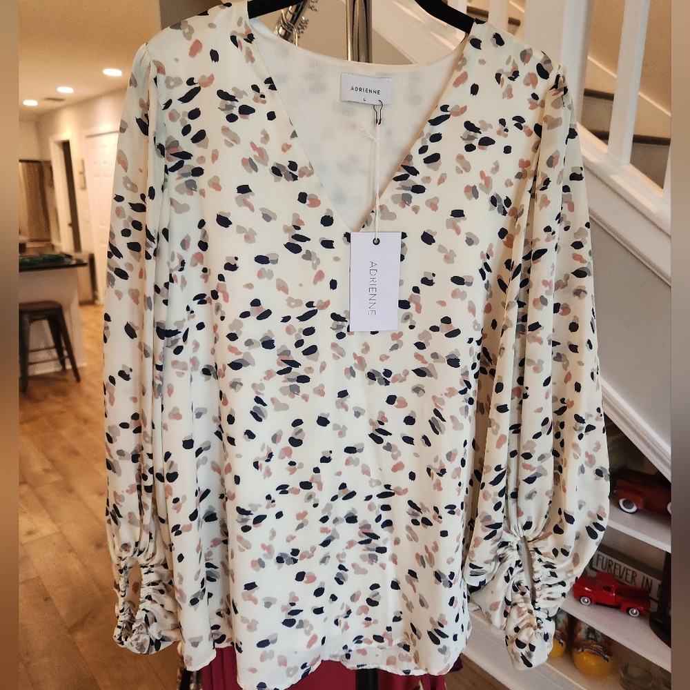Beautiful 3/4 sleeve blouse by Adrienne size L
